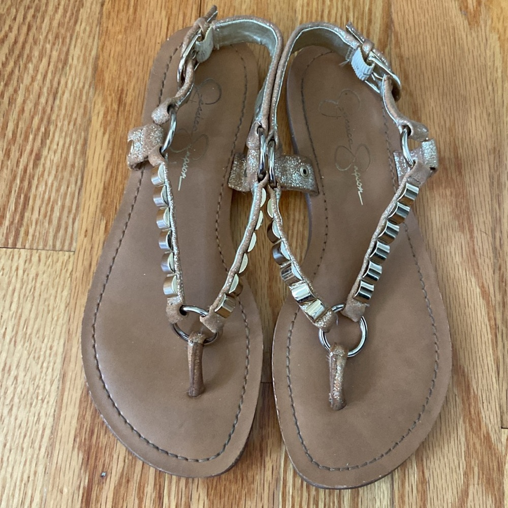 Jessica Simpson Gold Braided Flat Sandals
